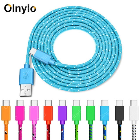 Olnylo Braided Micro USB Cable Data Sync USB Charger Cable For Samsung S7 HTC LG Huawei Xiaomi Android 0.5/1m/2m/3m Phone Cables ► Photo 1/6