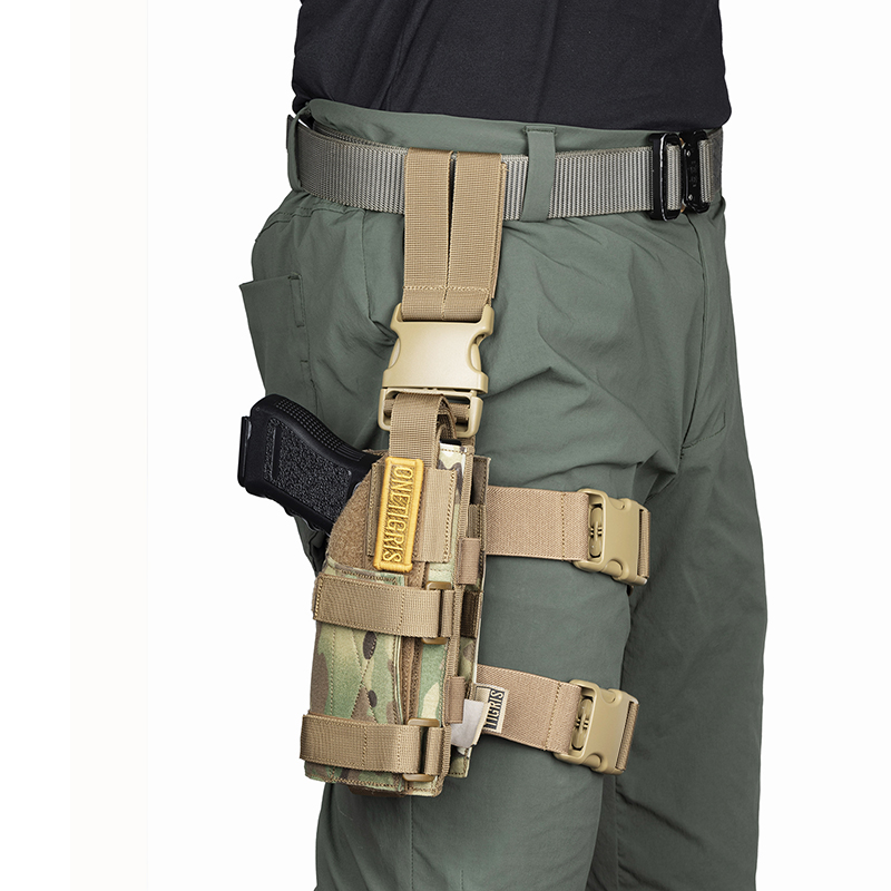 Tactical Molle Drop Leg Platform Adjustable Pistol Holster Right Thigh Gun Pouch