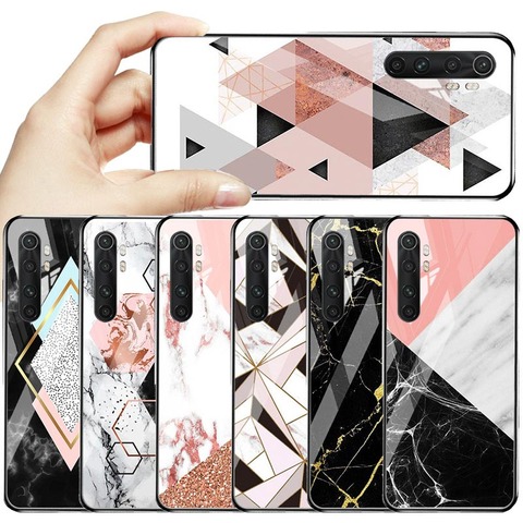 Marble Stone Case For Xiaomi Mi Note 10 Lite Case Tempered Glass Bumper Xiomi Poco X3 NFC F2 Pro Pocophone F1 Mi 10 Ultra Cover ► Photo 1/6