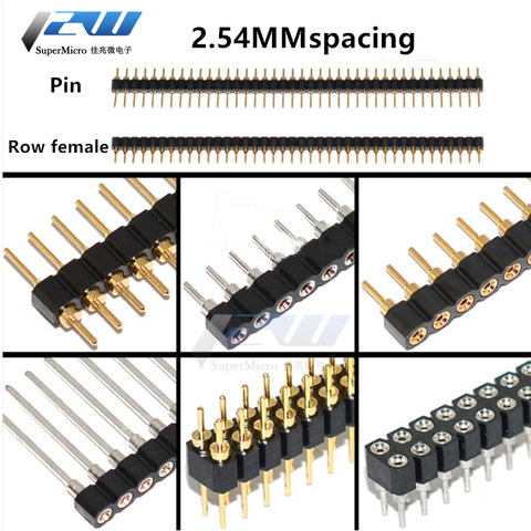 5pcs Round hole pin header 2.54mm pitch row female single row 1*40p double row 2*40p double row pin round pin gold plated ► Photo 1/6