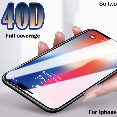 40D Full Cover Protective Glass On The For iPhone X XR XS Max 10 Tempered Screen Protector For 7 8 6S Plus 6 Curved Edge Glass ► Photo 1/6