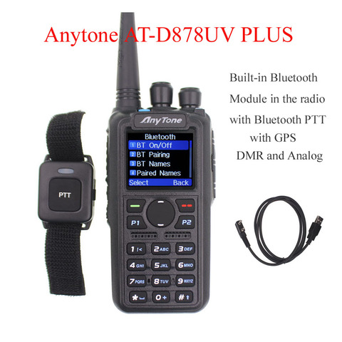 Anytone AT-D878UV PLUS digital DMR and Analog walkie talkie with GPS APRS bluetooth PTT Dual band Two way radio with PC Cable ► Photo 1/1