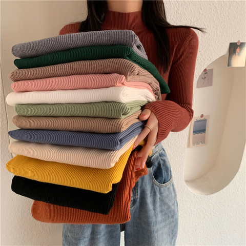 13 colors Autumn Winter women long sleeve turtleneck  Elasticity Casual Jumper pull sweaters office pullover korean Warm Female ► Photo 1/6