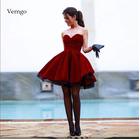 Verngo Prom Dresses Short Ball Gown Evening Dress Red Organza Party Dress Vintage Formal Dress Gala Jurken ► Photo 1/4