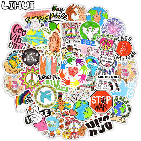 50 PCS Love and Peace Hippies Stickers Aesthetic Cute Sticker for Laptop Phone Suitcase Water Bottle Fridge Bike Moto Car Decals ► Photo 1/6