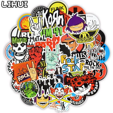 100 PCS Retro Rock Band Stickers Music Graffiti Waterproof Decal Sticker to DIY Guitar Bass Laptop Suitcase Skateboard Car Motor ► Photo 1/6