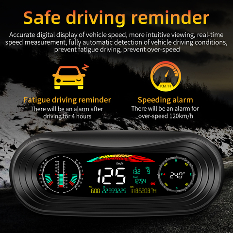 P18 Car OBD2 HUD Head-Up Display SMART GPS SLOPE METER Speedometer Overspeed Warning Gauge Digital Multi-Function Alarm Tool ► Photo 1/6