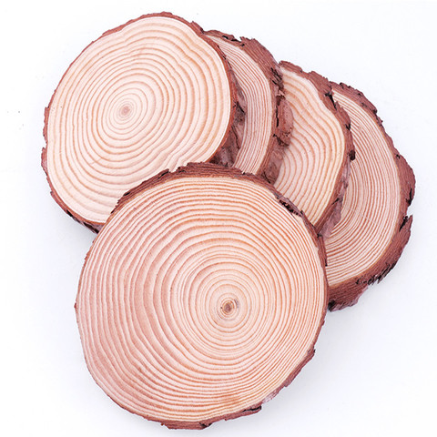 3-16cm Natural Round Wood Slices Cup Mat Circles Tree Bark Log Annual Ring  for DIY Crafts Wedding Party Painting Decoration ► Photo 1/6