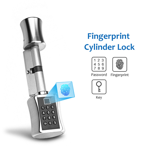 Biometric Fingerprint Smart Cylinder Lock  European Electronic Door Lock  Digital Keypad Code  Keyless Lock For Home Apartment ► Photo 1/6