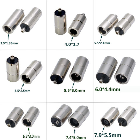 EClyxun 1pcs DC Power Jack Connector 5.5*x2.1/6.5x3.0mm/7.4x5.0mm/5.0x3.0mm/6.0x4.4mm/3.5x1.35mm/4.0x1.7mm Metal Socket Adapter ► Photo 1/6