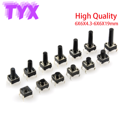 20Pcs/lot Light Touch Mini Button Switch DIP 4-pin 6x6x4.5/5/6/8/10/11/12/13-19MM 6*6*4.5MM-19MM Micro Switch 6x6 Key Switch ► Photo 1/3