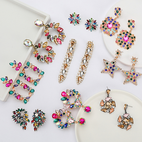 Pauli Manfi 2022 New Fashion Colorful Rhinestone Earrings Women Bohemian Geometric Dangle Earring Accessories ► Photo 1/6