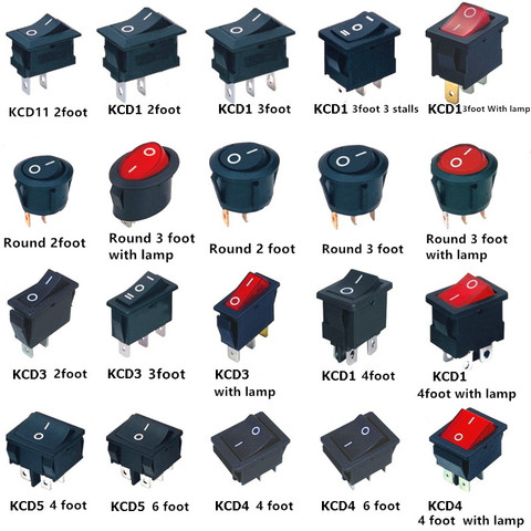 KCD1 KCD3 KCD4 On/Off Round/Square Rocker Switch DC AC 6A/250V Car Dash Dashboard Plastic Switch Dropshipping ► Photo 1/4