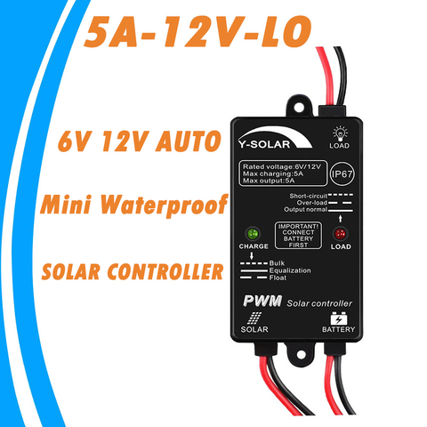 5A Solar Panel Regulator 6V 12V Auto 24Hours Load On IP67 Waterproof Solar Controller for Lead-Acid Battery Charge and Discharge ► Photo 1/6