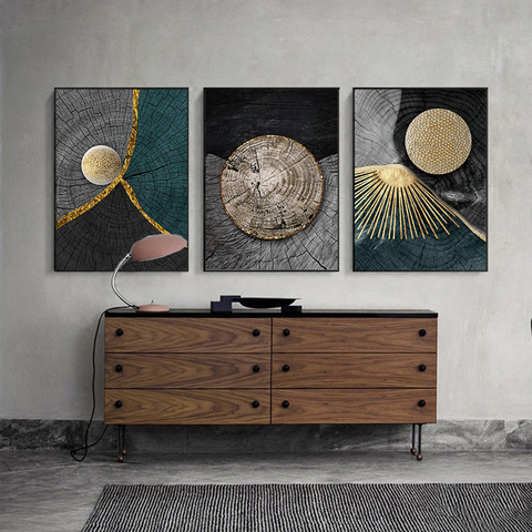 Abstract Golden Black Wood Texture Canvas Painting Posters and Prints Modern Nordic Wall Art Pictures for Living Room Home Decor ► Photo 1/6