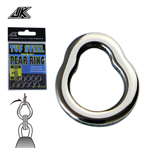 JK 2PACK 110-400LB Pear Fishing Ring Solid Seamless Steel 304 Jigging Fishing Swivel Accessories Connector Fishhooks or Lure Jig ► Photo 1/5