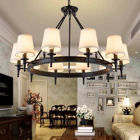 Vintage Chandelier Modern Living Room Bedroom Foyer Light Fixtures Fabric Lampshade Lamp Decor Home Lighting Lustre E14 110-220V ► Photo 1/6