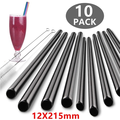 12mm Eco-friendly Reusable 304 Stainless Steel Drinking Straws Set Bent Angled Tips Metal Straw for Smoothie Boba Bubble Tea ► Photo 1/6