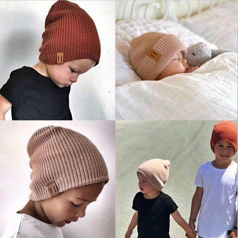 Baby Hat Kids Newborn Knitted Cap Crochet Solid Children Beanies Boys Girls Hats Headwear Toddler Kids Caps Accessories ► Photo 1/6