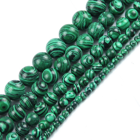 JHNBY Malachite peacock Natural Stone Round Loose beads ball 4/6/8/10/12MM Jewelry bracelet making DIY accessories wholesale ► Photo 1/5