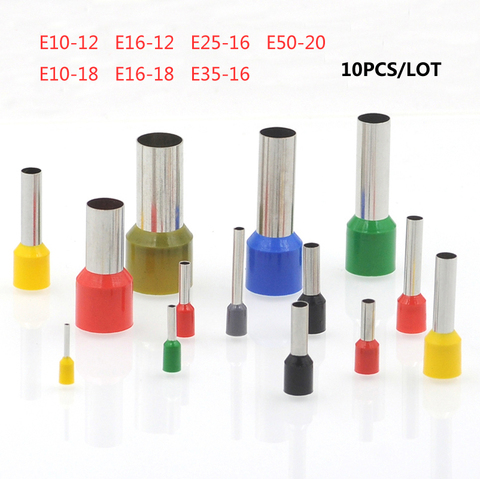 10pcs Tube Insutated Crimp Terminal Electrical Wire Connectors Ferrule E10-12~E50-20 Terminals Connector Cable 8-0AWG 10-50mm2 ► Photo 1/6