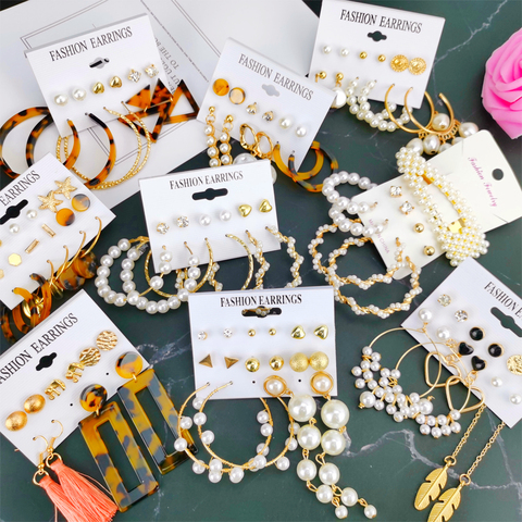 LATS Tassel Pearl Earrings For Women Bohemian Circle Earring Acrylic Dangle Drop Earrings Set 2022 New Brincos Fashion Jewelry ► Photo 1/6