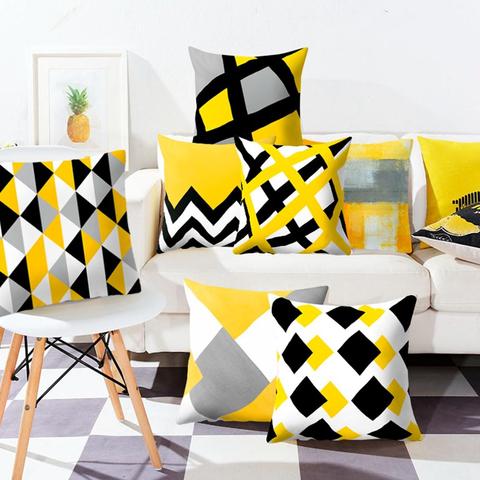 40*40/45*45cm Yellow Geometric Pillowcase Home Decorative Nordic Cushion Cover Sofa Pillow case Decor Marble Pillow Cover ► Photo 1/5