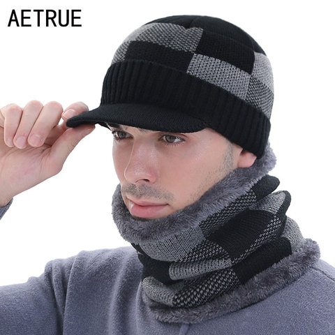 Skullies Beanies Men's Winter Hats For Men Scarf Knitted Hat Cap Women Winter Beanie Hat Male Homme Gorro Bonnet Baseball Caps ► Photo 1/6