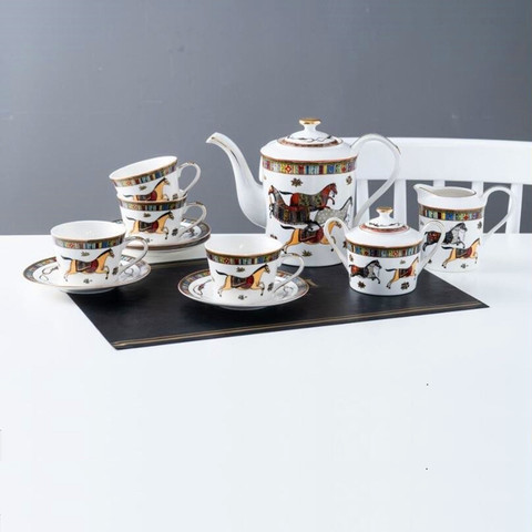 Horse Bone China Porcelain Coffee Mugs Dish Cups Coffee Milk Sugar Pot Optional ► Photo 1/5