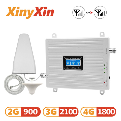 Tri Band Repeater 4G 3G 2G Cellular Signal Amplifier GSM 900 DCS LTE 1800 WCDMA 2100 mhz Mobile Signal Booster Repeater Antenna ► Photo 1/5