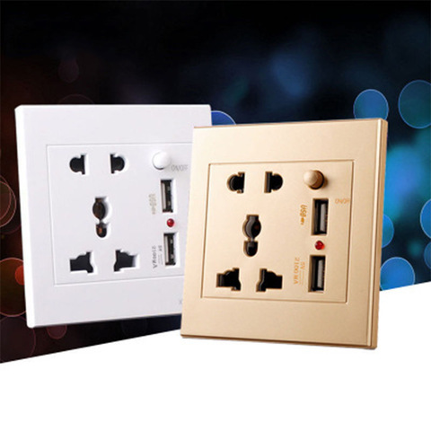 Universal Standard 2.1A USB Wall Socket Home Wall Charger 2 Ports USB Outlet Power Charger For Phone White/Black/Gold ► Photo 1/6