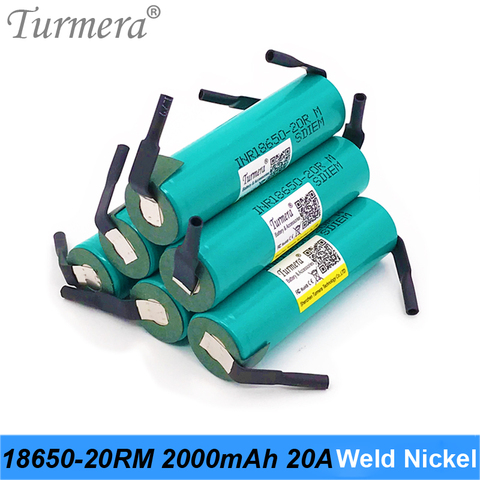 Turmera 18650 2000mAh 20A Battery INR18650-20RM 3.6V Soldering Nickel for Tool Screwdriver Shrika and Vacuum Cleaner Battery Use ► Photo 1/6