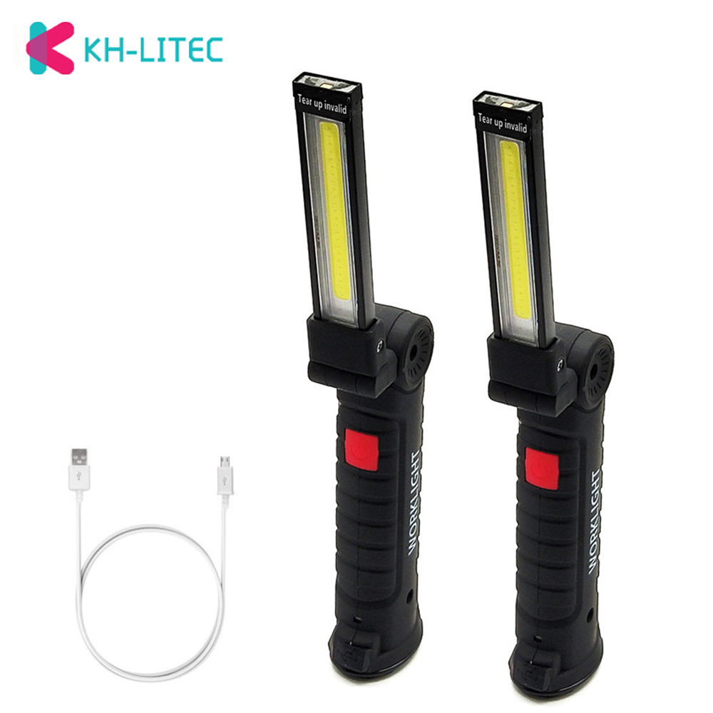 COB LED Work Light Magnet Flashlight with Hook Folding Torch Lamp for Car Repair
