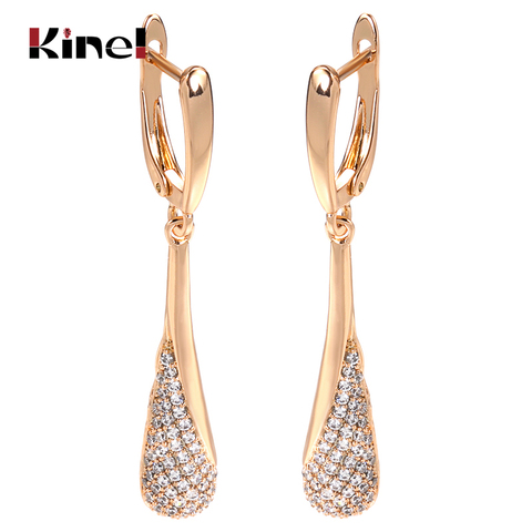 Kinel Earings Fashion Jewelry 2022 Long Tassel Dangle Earrings 585 Rose Gold Natural Zircon Women Fine Unusual Earrings Jewelry ► Photo 1/6