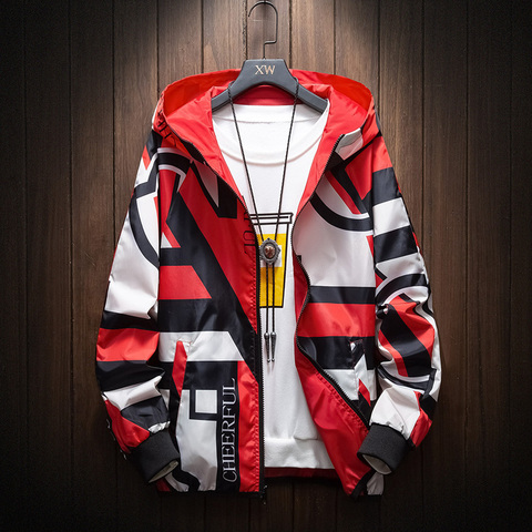 The new two-sided men's jacket, 2022 men's fashion geometric pattern windbreaker, lightweight outerwearM-7XL ► Photo 1/6