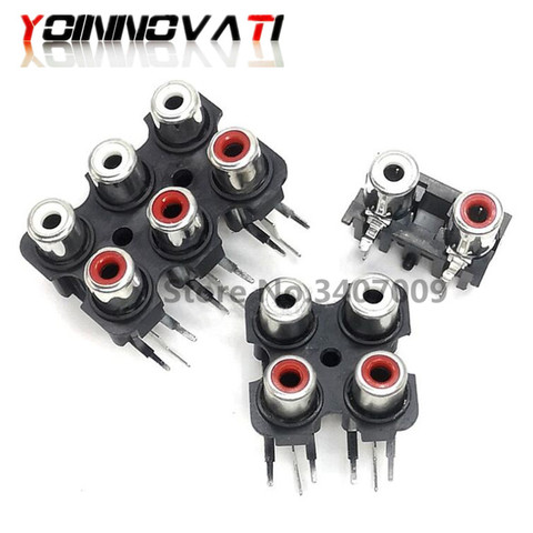 5pcs/lot RCA socket 4P multichannel audio signal input socket 4-hole lotus socket 4-position lotus socket connector ► Photo 1/6