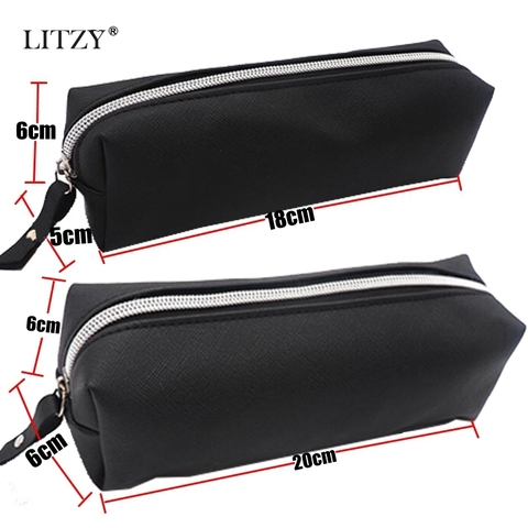 Black Pencil Case PU Leather School Pencil Cases For Girls Big Pencil Bag School Supplies Stationery Storage Bag Pen Box ► Photo 1/6