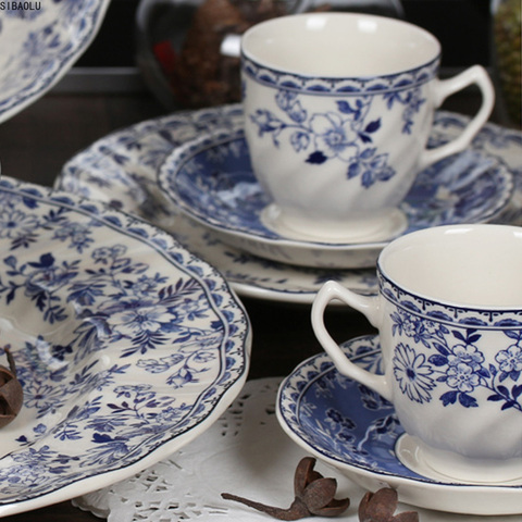 Vintage blue and white porcelain tableware steak plate photo flower dessert plate dish dish soup plate bowl ► Photo 1/6