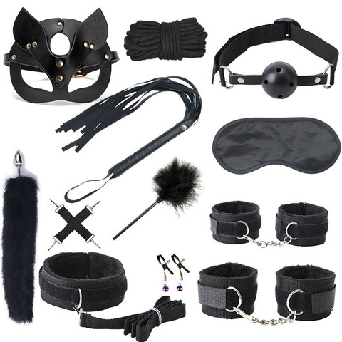 Blacak Wolf Exotic Sex Products For Adults Games Bondage Set BDSM Kits Handcuffs Sex Toys Whip Gag Tail Plug Women Accessories ► Photo 1/6