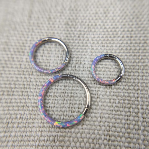 New 16G Implant Grade ASTM F136 Titanium Septum Piercing Ring Clicker Nose Body Jewelry with Opal ► Photo 1/6