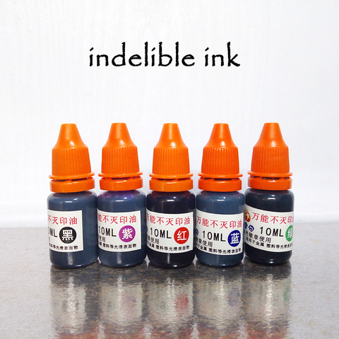 10 ml indelible ink for self-ink stamp  permanent waterproof Instantly dry graffiti paint black blue red for marker pen refill ► Photo 1/6