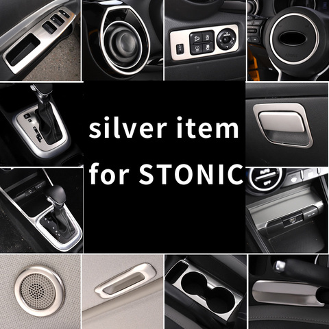 silver item for KIA stonic 2022 Window glass switch Outlet frame Cup holder Gear panel Decorative frame stainless steel kx1 ► Photo 1/1