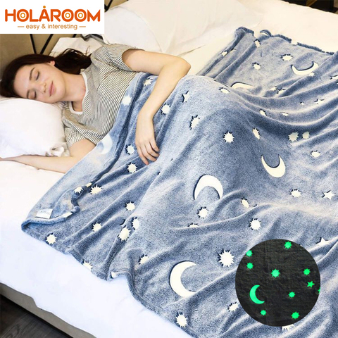 Luminous Blanket Warm Flannel Blankets Night Fluorescent Coral Sheet Sofa Throw Bedspread Children's Siesta Leisure Coverings ► Photo 1/6