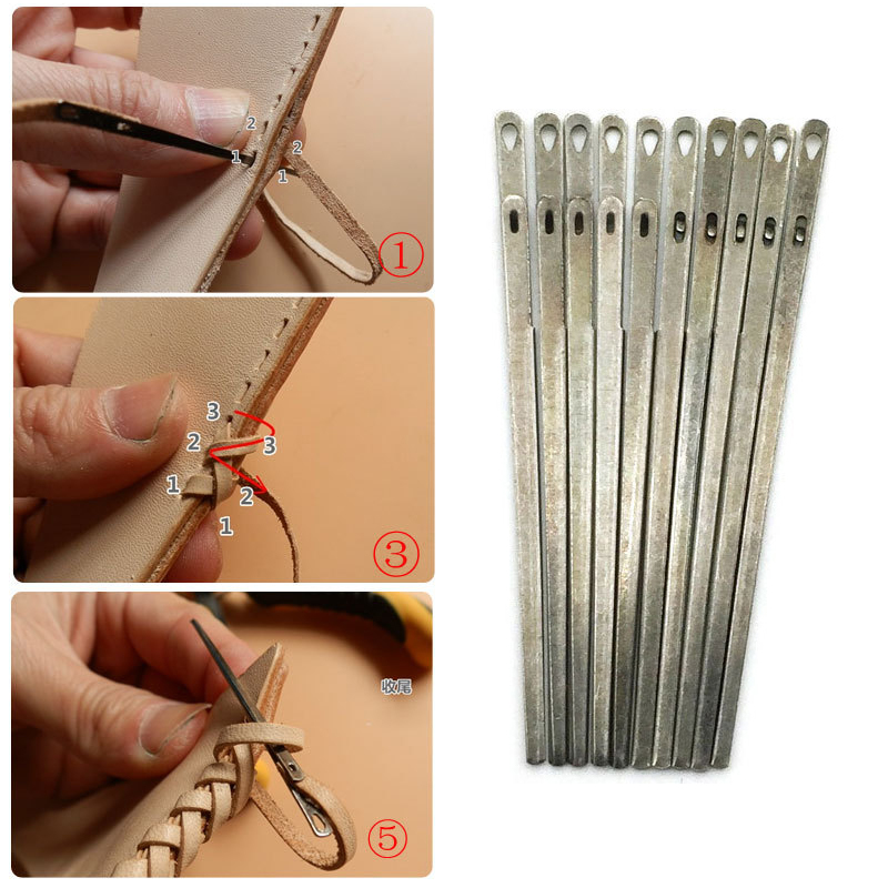 Leather knitting needle double hole leather rope lace needle for leather cords Hand sewing needle DIY leather sewing craft tool ► Photo 1/6