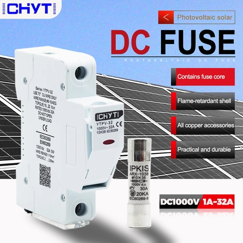 PV Solar DC Fuse 1000V Fusible 10*38 gPV, Fuse Holder Base Over Current Protection Tuv Certificate ► Photo 1/6