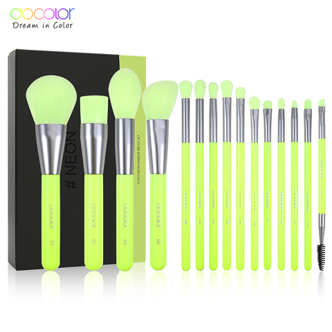 Docolor 10/15pc Neon Makeup Brushes Professional Powder Foundation eye Blending Contour Makeup Brushes Set Synthetic Hair Brush ► Photo 1/6