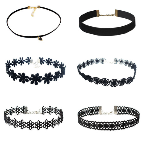 Classic Gothic Tattoo Lace Choker Women Necklace 6/5/3 Pieces Choker Necklace Set Stretch Velvet women necklace jewelry giftN001 ► Photo 1/3