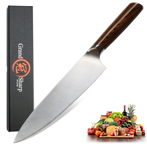 Grandsharp 7.7'' Chef Knife GERMAN DIN1.4116 Steel Kitchen Knife Stainless Steel High Quality Cooking Cutter Pakkawood Handle ► Photo 1/6