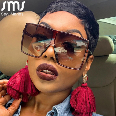 Trendy Oversized Square Sunglasses Women Personlity Fashion Sexy Red Brown  Tinted Color Lens UV400 Retro Ladies Sun Glasses - AliExpress