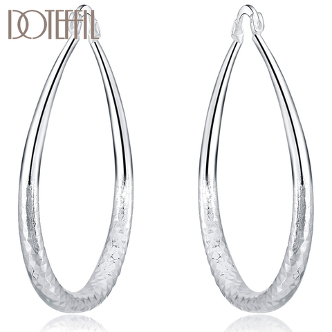 DOTEFFIL 925 Sterling Silver Grain 54mm Circle Hoop Earrings For Women Lady Best Gift Fashion Charm Silver Wedding Jewelry ► Photo 1/6